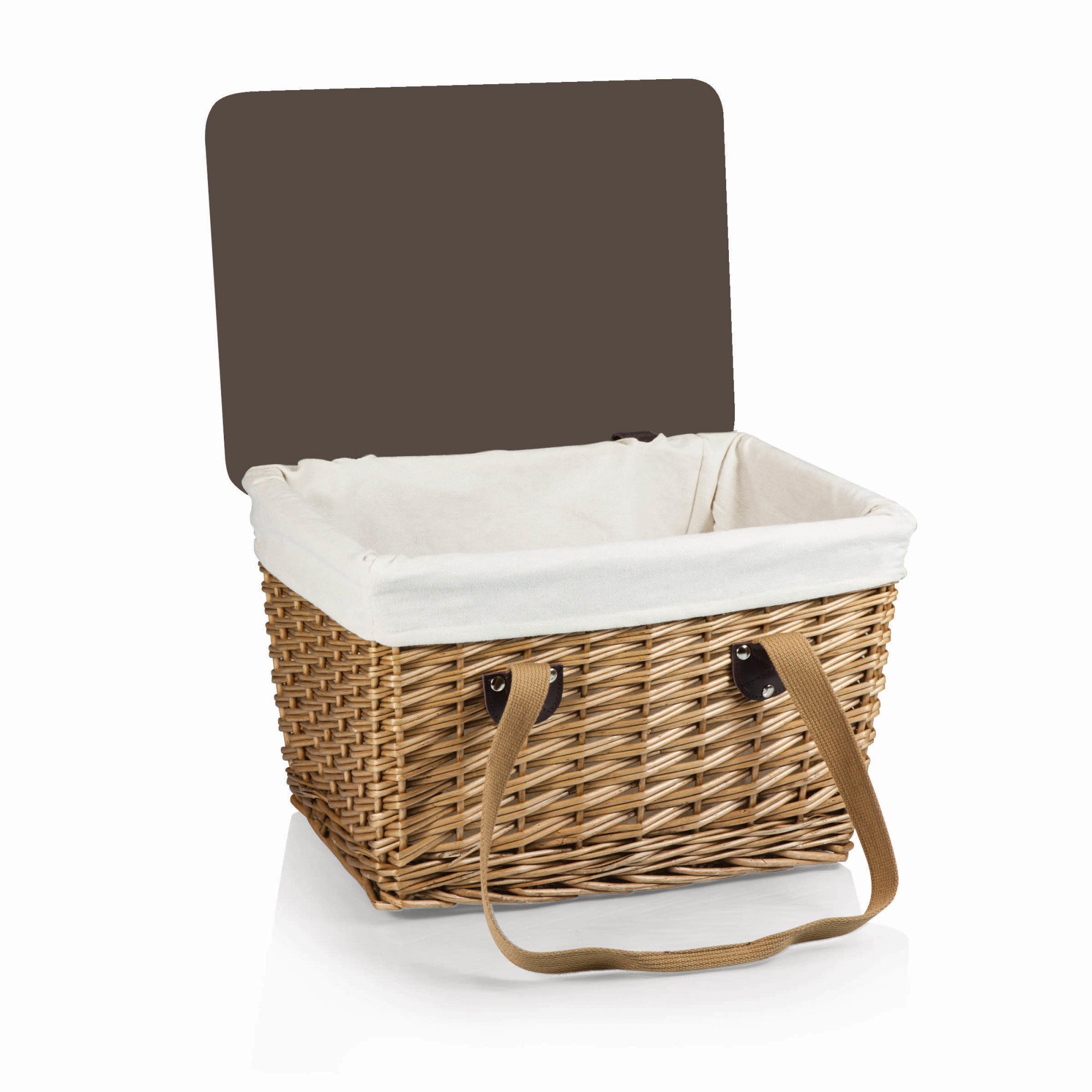 Beige Canvas with Red & White Gingham Pattern Lid