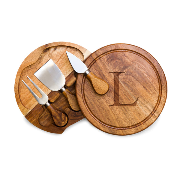 Monogram - Acacia Brie Cheese Cutting Board & Tools Set-Picnic Time Family of Brands