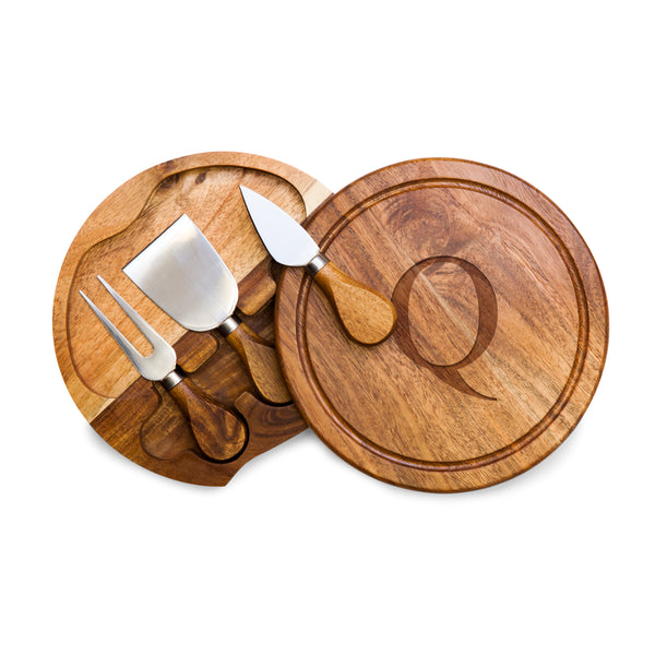 Monogram - Acacia Brie Cheese Cutting Board & Tools Set-Picnic Time Family of Brands