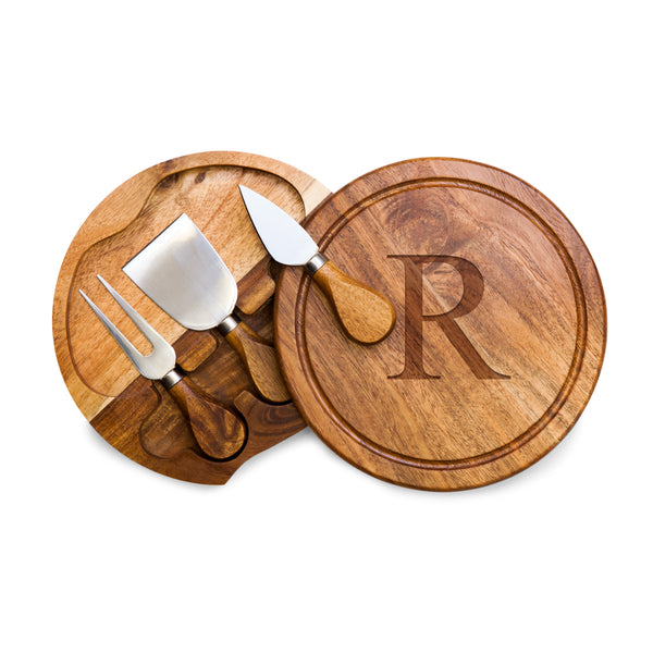 Monogram - Acacia Brie Cheese Cutting Board & Tools Set-Picnic Time Family of Brands