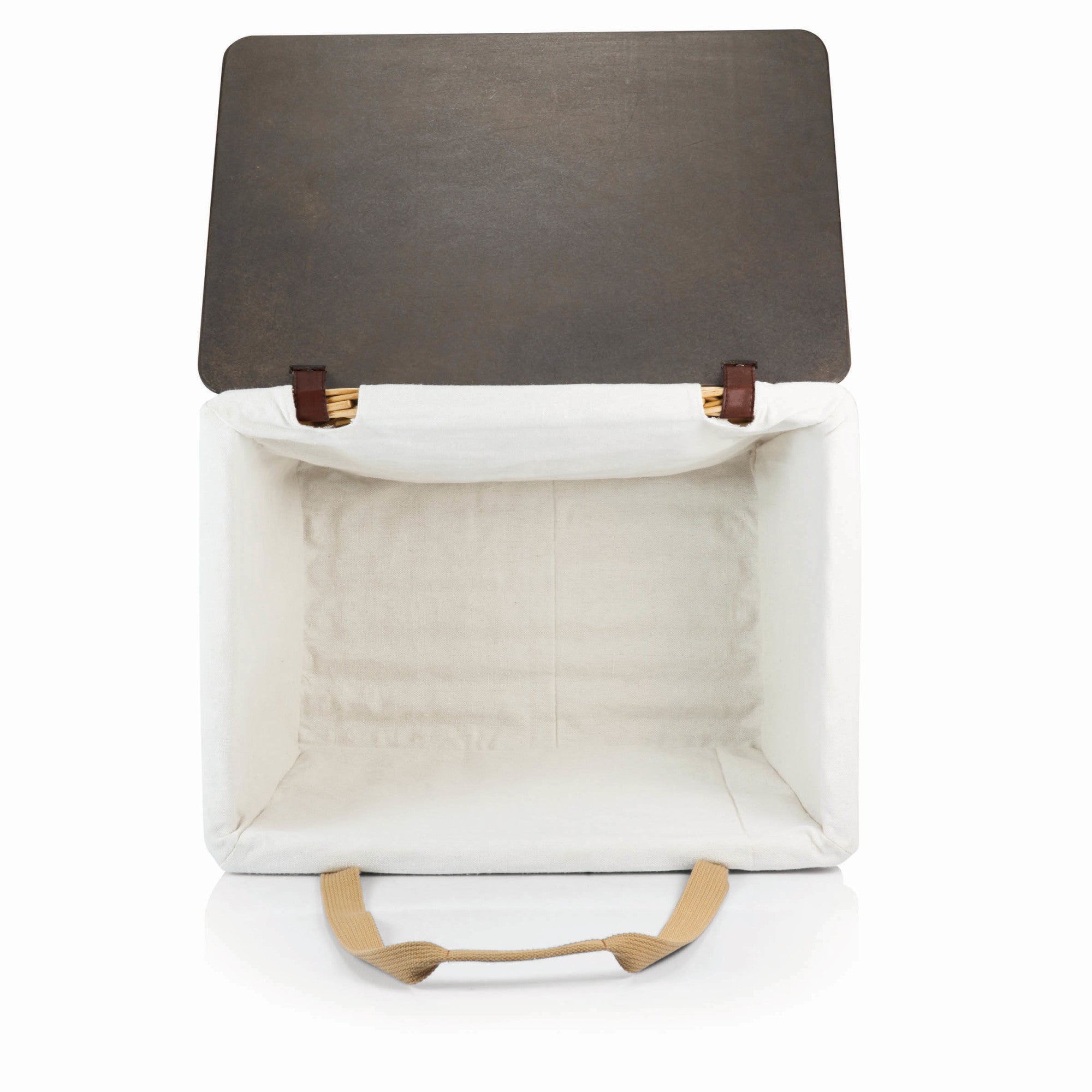 Beige Canvas with Red & White Gingham Pattern Lid