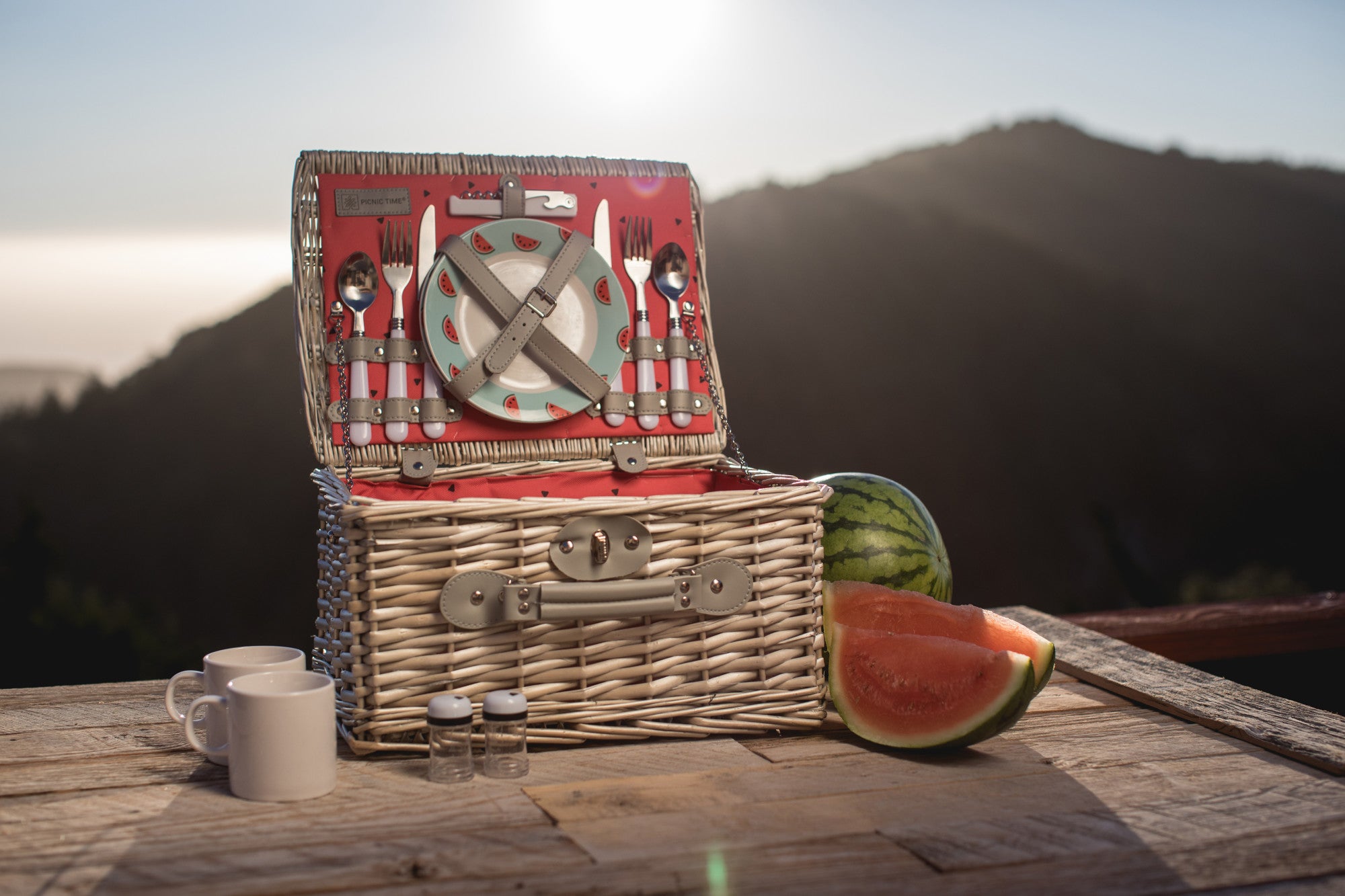 Watermelon Collection - Vista Blue with Red Watermelon Pattern