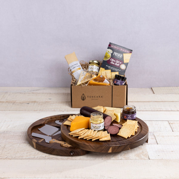 Acacia Circo Cheese Board with Gourmet Gift Pack-Picnic Time Family of Brands