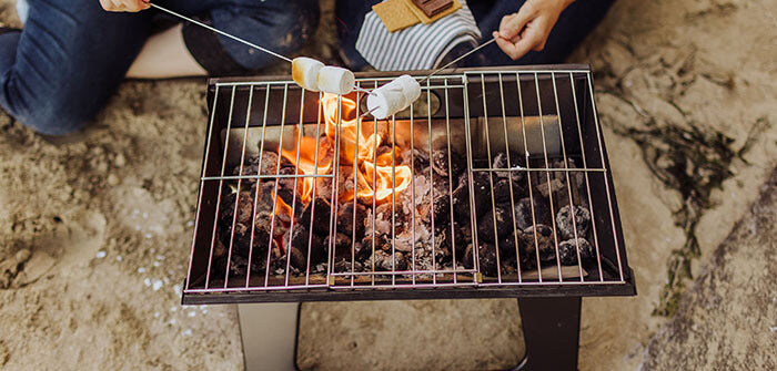 grilling s'mores at the beach