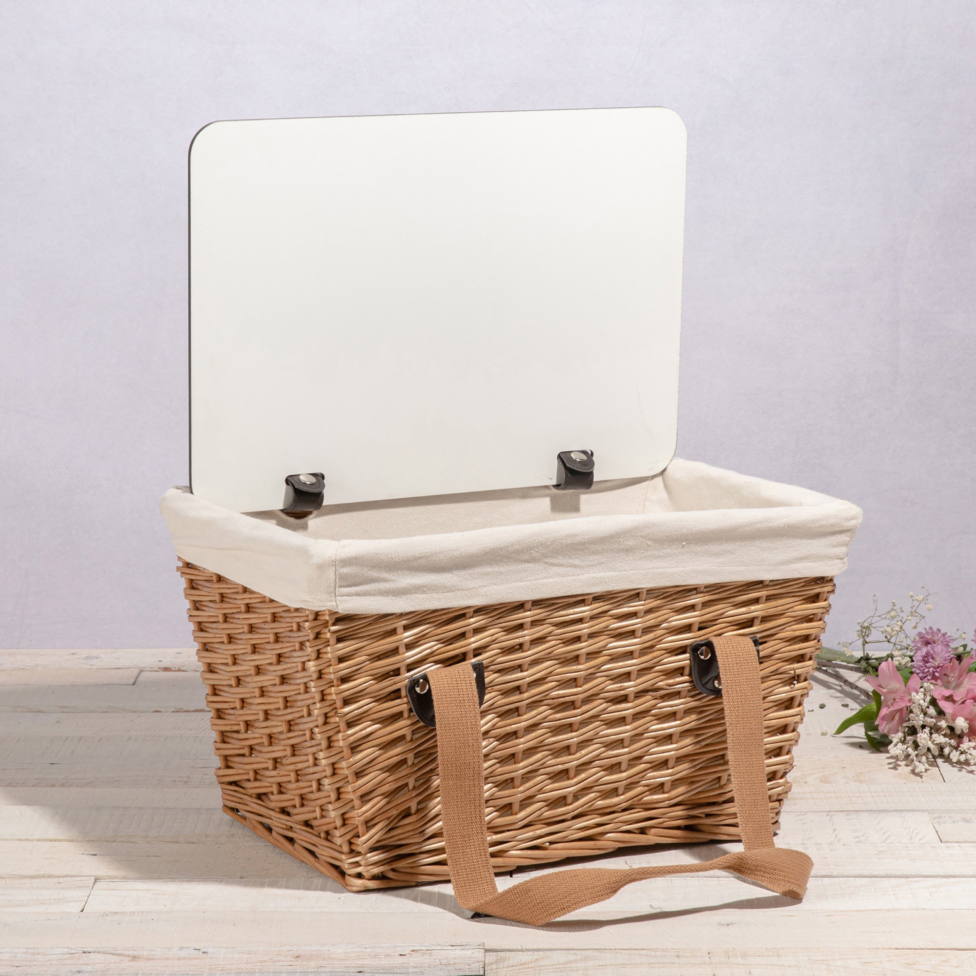 Beige Canvas with Brown Lid