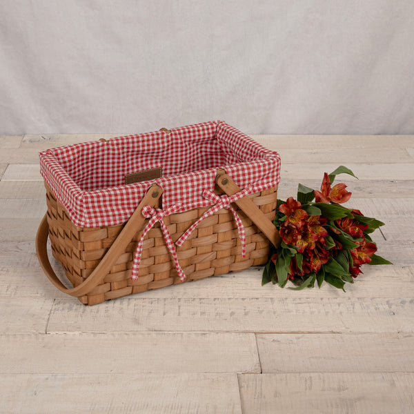 Farmhouse Basket - Red and White Gingham Basket Empty-Picnic Time Family of Brands