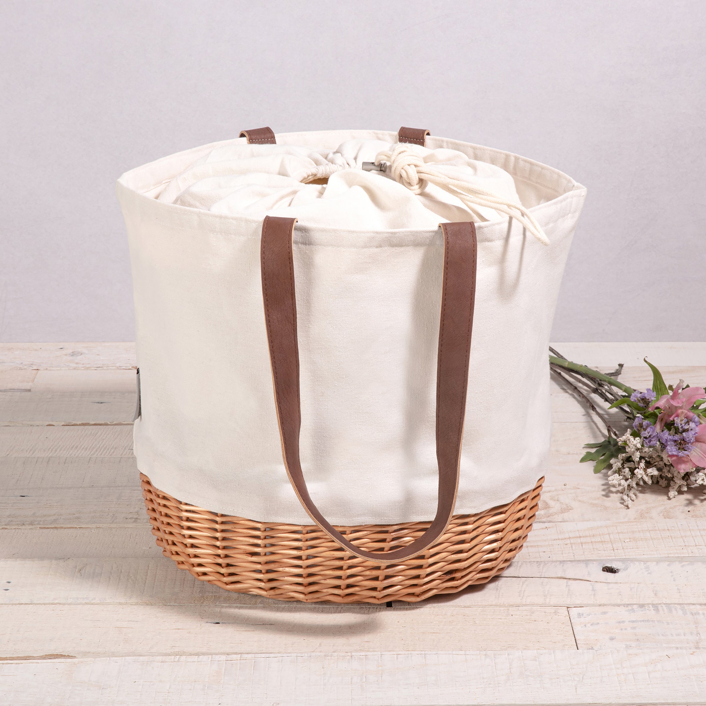 Coronado Canvas and Willow Basket Tote-Picnic Time Family of Brands