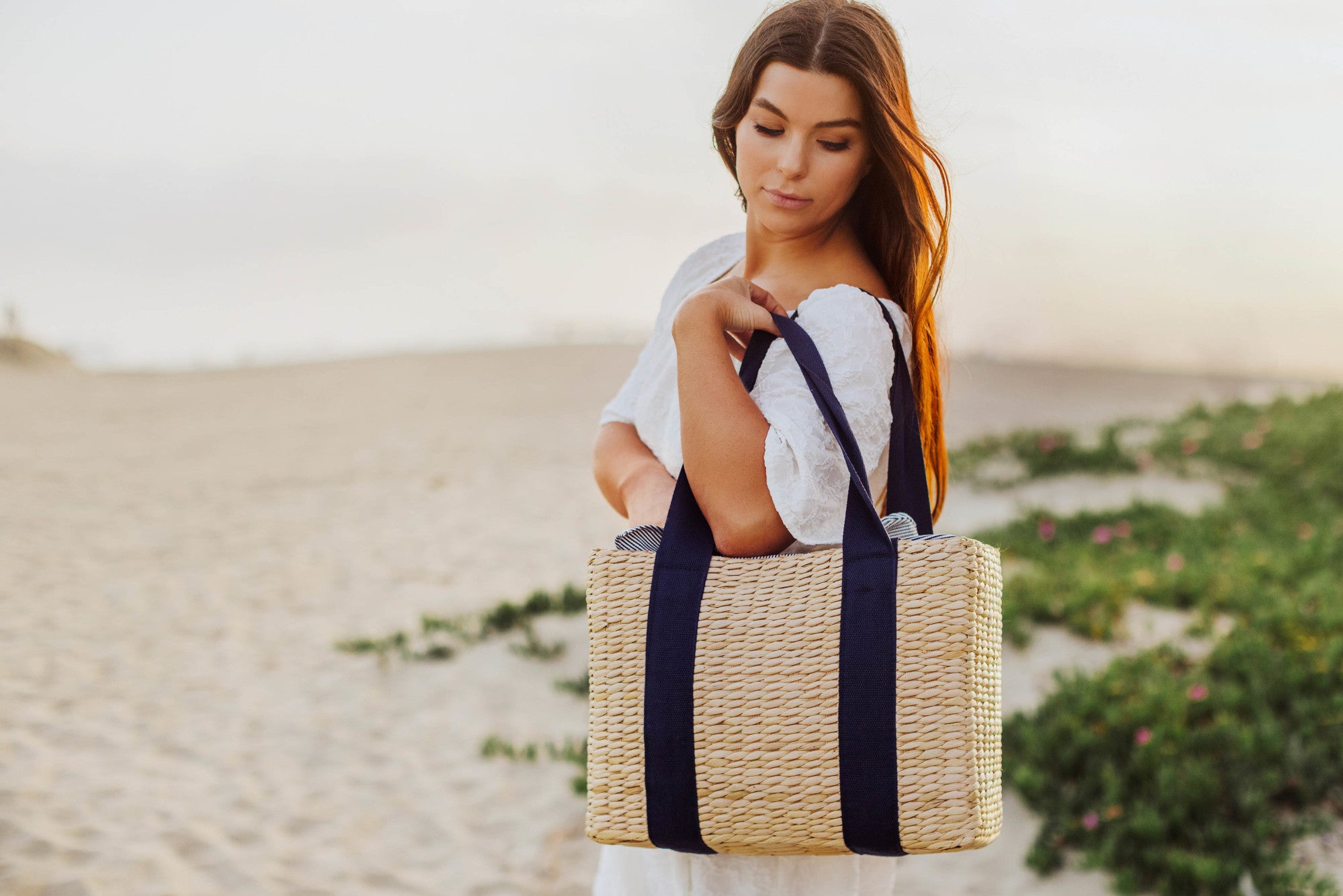 Beige with Navy Blue Accents