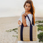 Beige with Navy Blue Accents