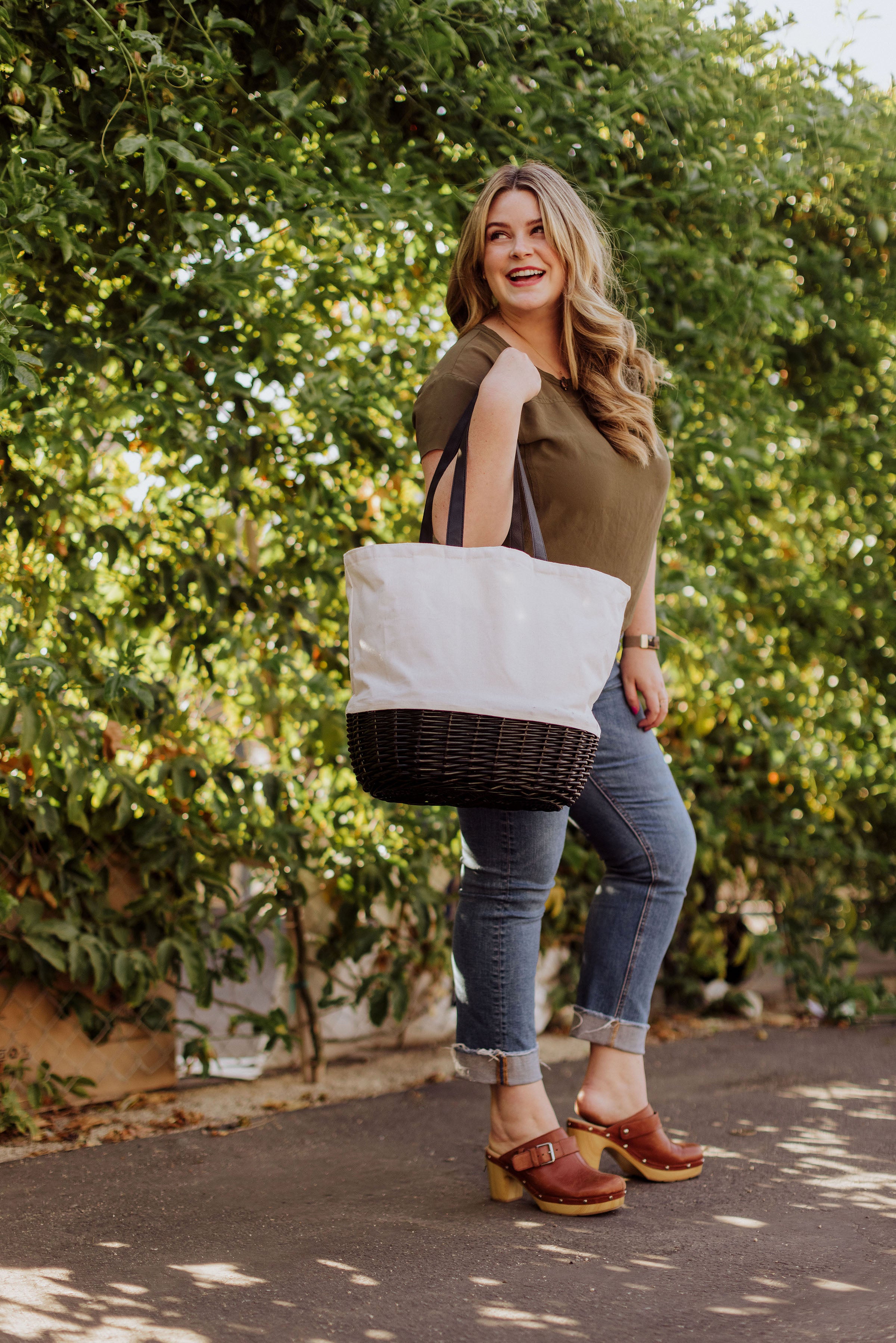 Coronado Canvas and Willow Basket Tote-Picnic Time Family of Brands