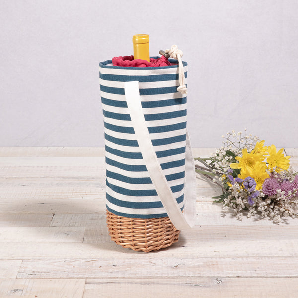 Malbec Insulated Canvas and Willow Wine Bottle Basket-Picnic Time Family of Brands