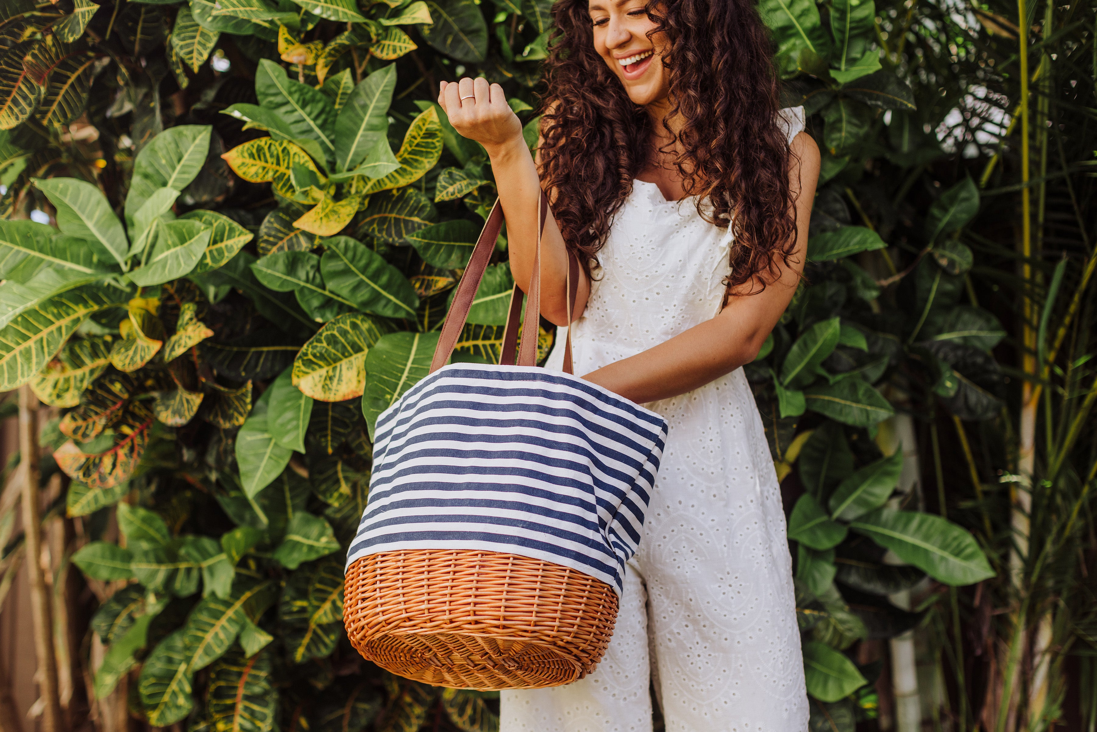 Coronado Canvas and Willow Basket Tote-Picnic Time Family of Brands