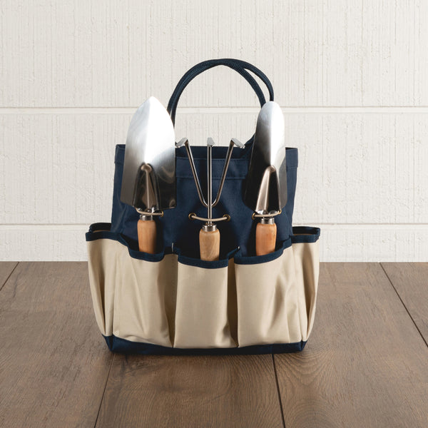 Navy Blue with Beige Accents
