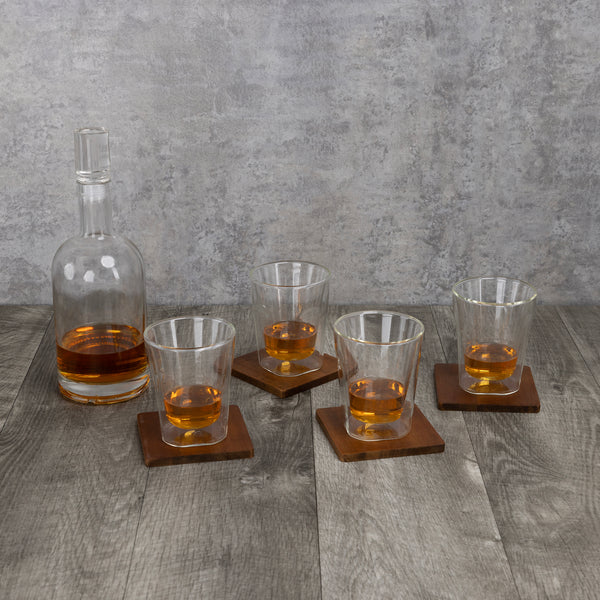 Ambassador Whiskey Box with Decanter and 4 Lowball Glasses-Picnic Time Family of Brands