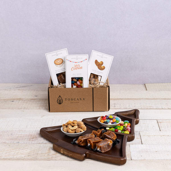 Christmas Tree Serving Tray with Gourmet Gift Pack-Picnic Time Family of Brands