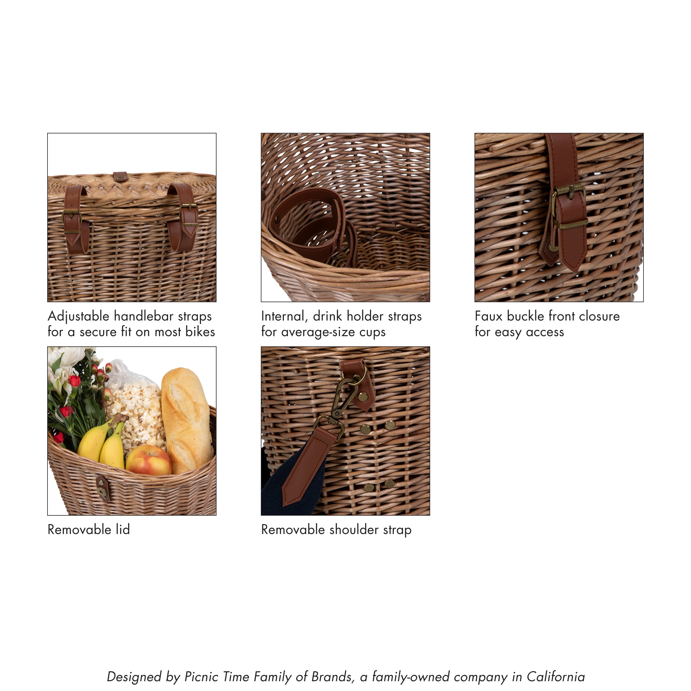 Cambridge Bicycle Basket-Picnic Time Family of Brands